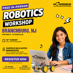 In-person Free Robotics Workshop For Kids at Branchburg, NJ (7-14 yrs)