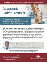 Palolo Chinese Home's Community Education Session: Osteoporosis Basics & Treatment