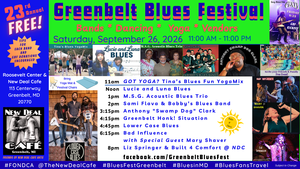 23rd Greenbelt Blues Festival Saturday September 25-26, 2026