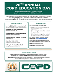 20th Annual COPD Education Day, FREE, Friday, 9/4/2026 9am-2pm