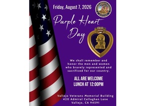 FREE National Purple Heart Day Luncheon by www.DAVCAL.org Chapter 21 Auxiliary of Vallejo