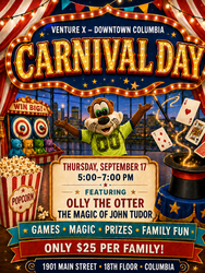 Carnival Day at Venture X with Olly the Otter and Magic by John Tudor
