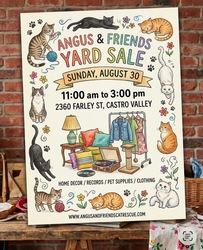 YARD SALE BENEFITING ANGUS & FRIENDS CAT RESCUE 8/30/26 IN CASTRO VALLEY