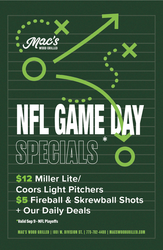 NFL Game Day Deals at Mac’s Wood Grilled