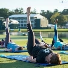 Pilates in The HIVE Pollinator Garden