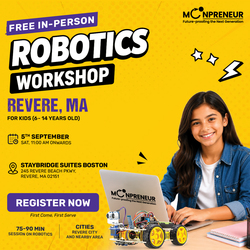 In-person Free Robotics Workshop For Kids at Revere, MA (7-14 yrs)
