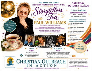 Christian Outreach in Action to Host “Storytellers Tea with Paul Williams” on October 10