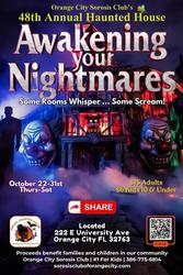 Orange City Sorosis Club's 48th Annual Haunted House, Awakening your Nightmares
