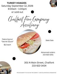 Chalfont Fire Company Auxiliary Fall Turkey Hoagie & Bake Sale