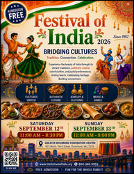 FESTIVAL OF INDIA - 2026, September 12th & 13th at Greater Richmond Convention Center, Richmond, VA