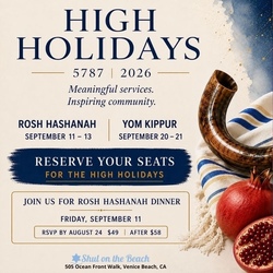 High Holidays at Shul on the Beach- Rosh Hashanah & Yom Kippur