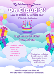 Free Day of Dance "On Cloud 9" Birthday Party for Kaleidoscope Dance