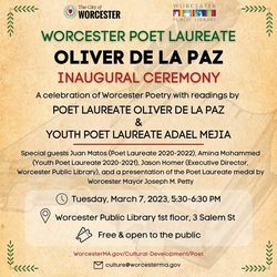 Worcester Poet Laureate Inauguration: Oliver de la Paz