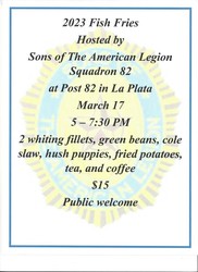 Fish Fry - Open to the Public (hosted by the Sons of The American Legion Squadron 82
