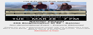 Live Concert in RAINIER with Popular Nashville-based Men's Vocal Band, NEW LEGACY PROJECT