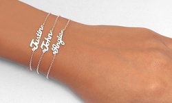 Sterling Silver or 24K Gold Personalized Name Wrist Bracelet, Ankle Bracelet, or Necklace (Up to 89% Off)