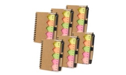 6-Pack Lined Spiral Notebook with Sticky Note & Pen, Brown, 5.5 x 4.25"