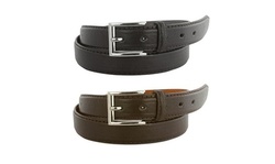 2 PACK MEN'S BLACK & BROWN GENUINE LEATHER BELT