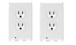 2 Wall Outlet LED Night Light Easy Snap On Outlet Cover Plate No Wires