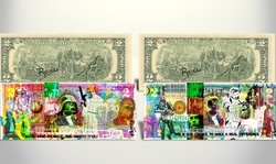 Original Star Wars and Rogue One Signed by Rency U.S. Two-Dollar Bill Set
