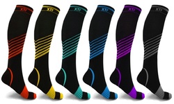 XTF Ultra V-Striped Knee-High Compression Socks (6-Pack)