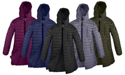 Women's Long Quilted Puffer Jacket With Hood