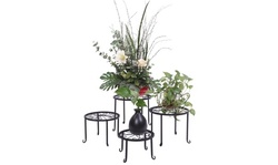 4 Pack Round Pattern Metal Potted Plant Stands Black