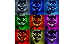 Halloween Purge Bloody Black Face Mask LED Stitch Face Scary EL Wire Costume