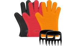 Silicone Heat Resistant Barbecue Gloves And Bear Claws (4-Piece)