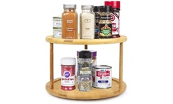 Greenco Premium Bamboo 2 Tier Lazy Susan Turntable