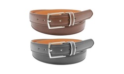 2 PACK: MEN'S BLACK & BROWN GENUINE LEATHER BELTS