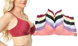 Angelina Wired T-Shirt Bras with Full Coverage Sides and Back (6-Pack)