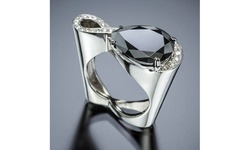 Luxury Irregular High Carbon Black Diamond Ring Women's 925 Sterling Silver Ring