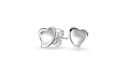 Girls Heart Stud Earrings Curved Polished Sterling Silver .23 Inch