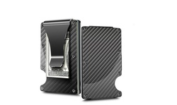 Slim Carbon Fiber Credit Card Holder RFID Blocking Metal Money Clip 