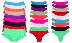 (12-Pairs) Women's Invisible No Show Lightweight Laser Cut Panties