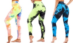Women's Ink Jacquard Tie-Dye Bubble Yoga Pants Slim Hip Sports Fitness Leggings