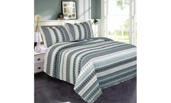 3 Piece Printed Reversible Bedding Quilt Set - Full/Queen