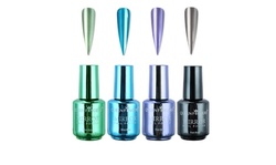 4 Pieces Of Electroplated Metal Half Mirror Effect Gel Nail Polish Set