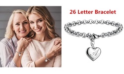 Charm Bracelets Stainless Steel Heart 26 Letters Alphabet Bracelet for Women