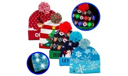 Festive light up led Christmas knit hat 