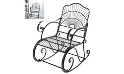 Outdoor Garden Single Iron Art Rocking Chair Black