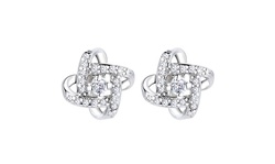 Sterling Silver Love Knot Stud Earrings With Swarovski Crystals