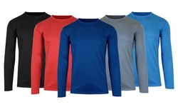 3-Pack Men's Moisture Wicking Long Sleeve Peformance Tagless Tee (Sizes, S-2XL)