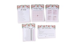 5 Bridal Shower Games Floral Bundle 50 Cards Each For Pre-Wedding Party, 5" x 7"