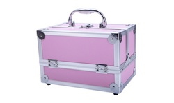 SM-2176 Aluminum Makeup Train Case Jewelry Box Cosmetic Organizer with Mirror