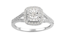 1/3 CTTW Diamond Cluster Halo Engagement Ring in Sterling Silver By DiamondMuse