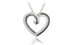 Black & White Diamond Accented Reversible Heart Necklace