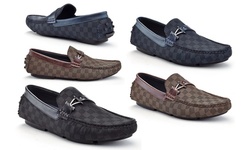 Marco Vitale Men's Comfort Casual Checker-board Driving Loafers