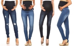 Women's Maternity Distressed Over-Bump Skinny Denim Jeggings Pant
